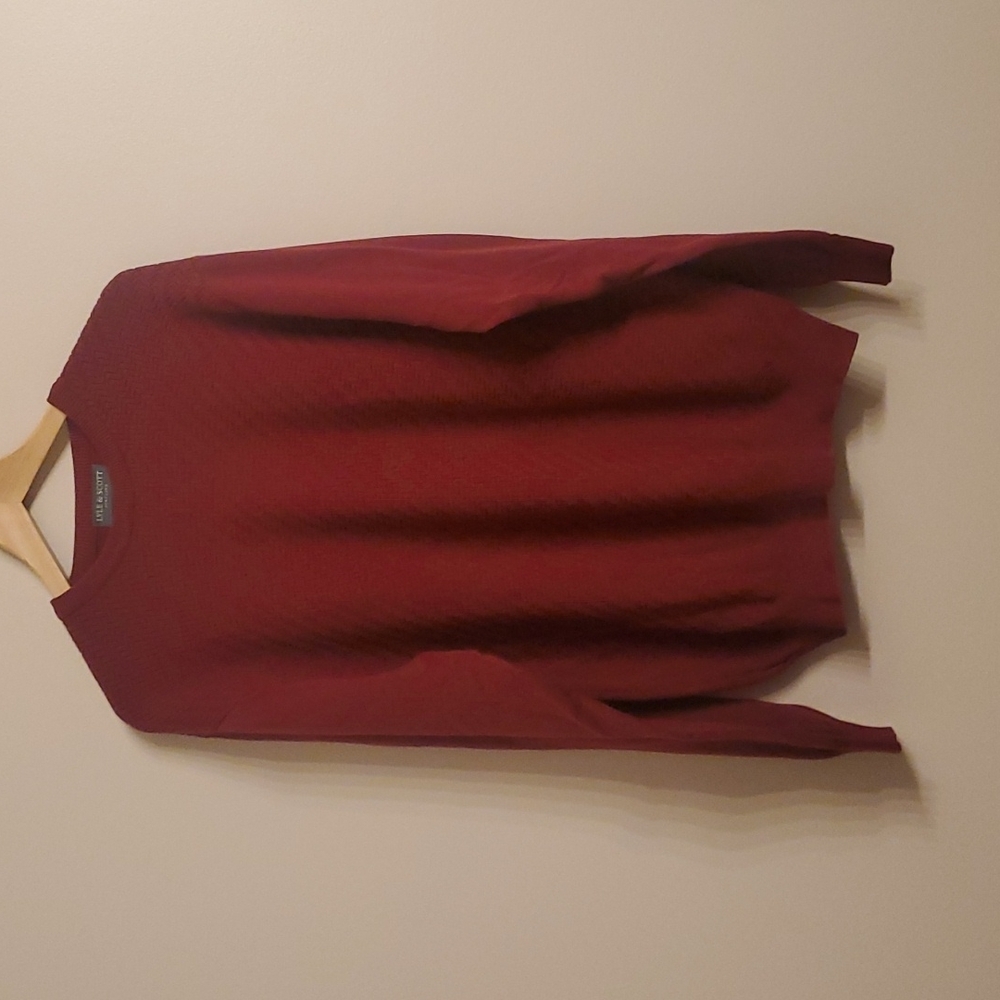 Lyle and Scott Scotland Red Crew Neck Long Sleeve Pull Over Knit Sweater L